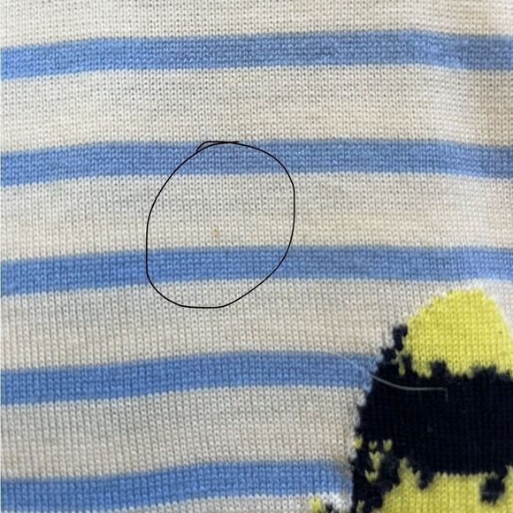 J.Crew Merino “Tippi” Wool Ivory Blue Crew Neck Striped Butterflies Sweater • XS - Picture 9 of 10